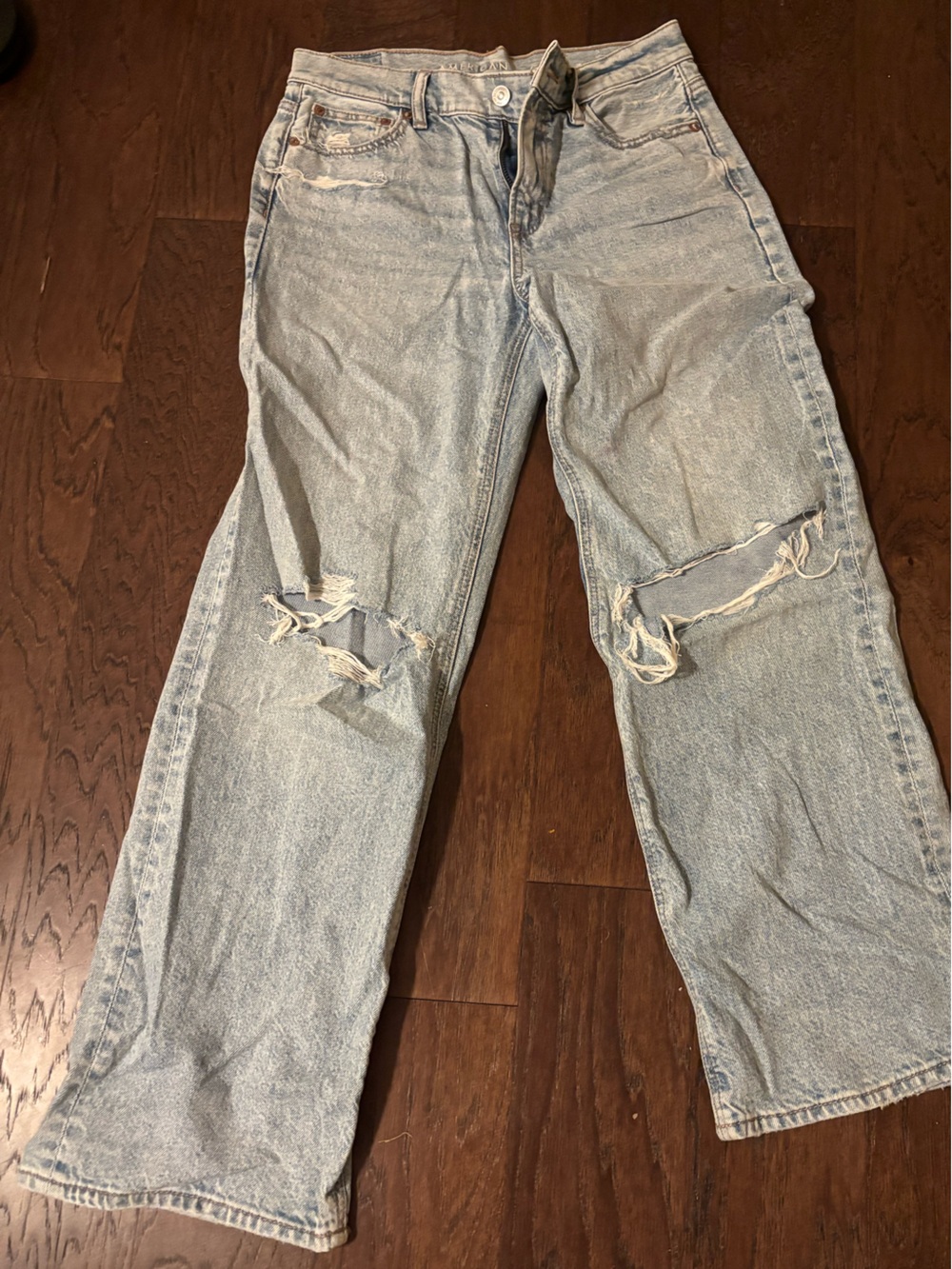 American Eagle Outfitters Light Blue Distressed Straight Jeans
